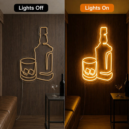 Bottle And Tumbler Neon Sign LED Neon Sign day and night comparison