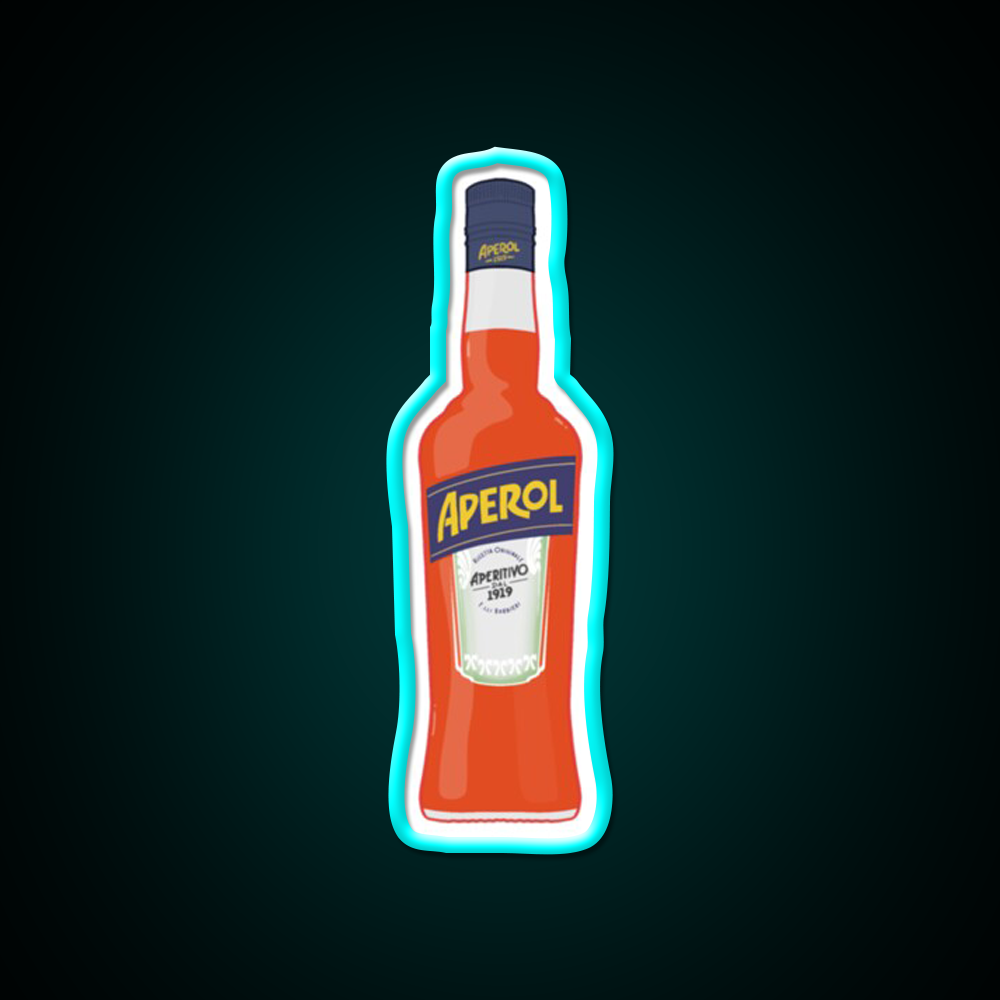 Bottle Of Aperol Cocktail Bar Decor Led Neon Sign Rgb Color - Size and dimension reference