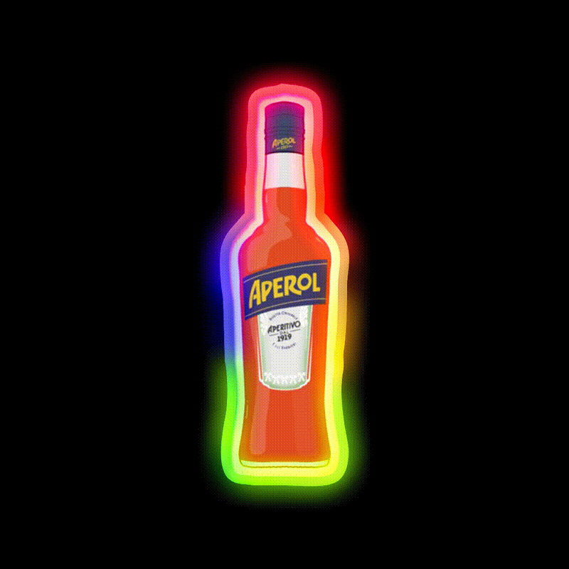 Bottle Of Aperol Cocktail Bar Decor Led Neon Sign Rgb Color - LED neon sign close-up detail