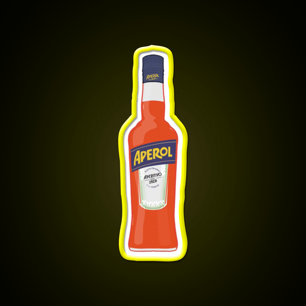 Bottle Of Aperol Cocktail Bar Decor Led Neon Sign Rgb Color - Custom LED neon sign front view