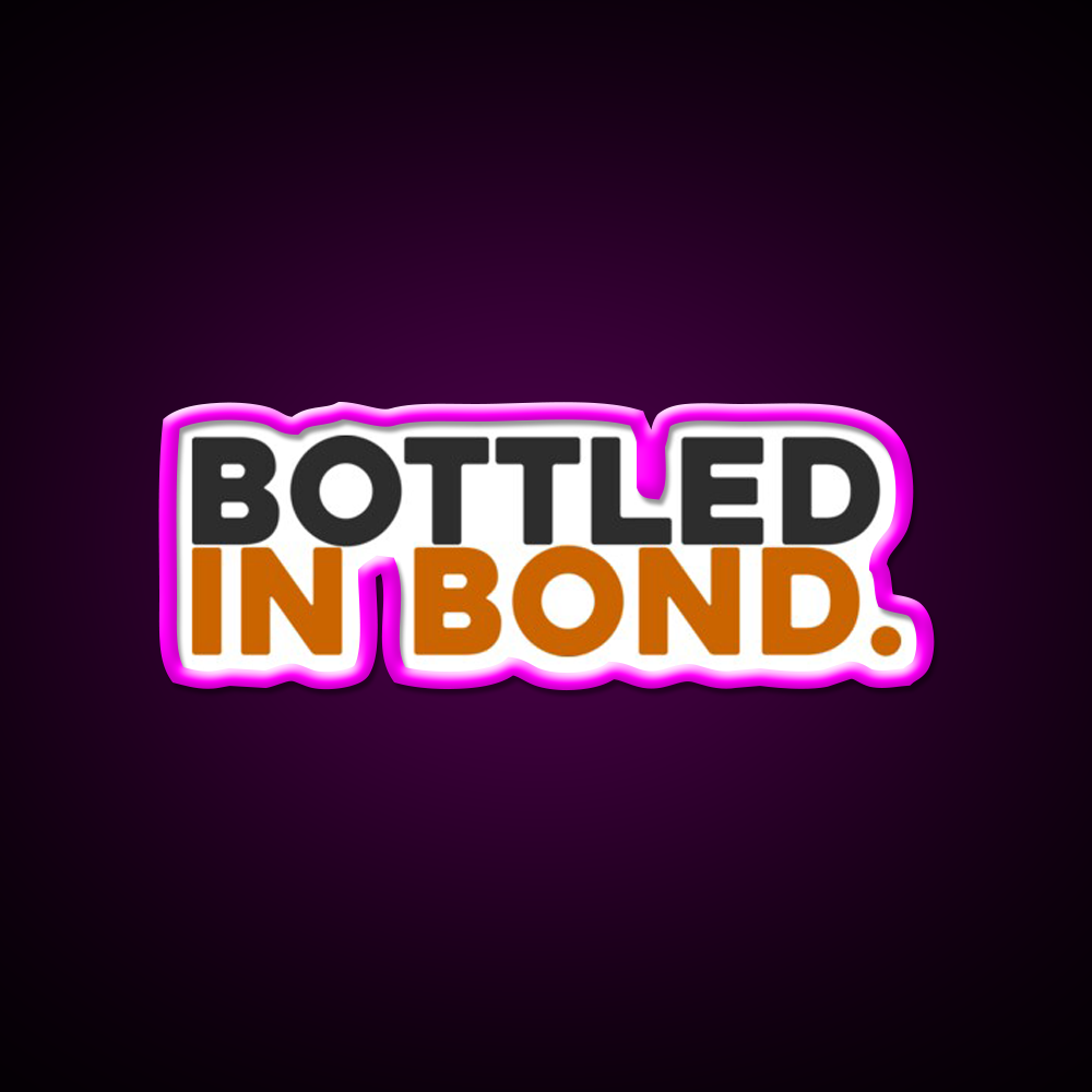 Bottled In Bond Cocktail Bar Decor Led Neon Sign Rgb Color - Neon sign mounted on wall in room