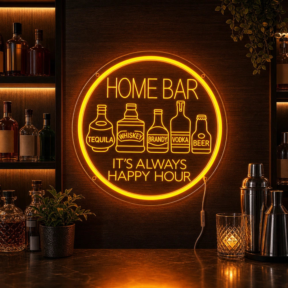 Bottles Happy Hour Neon Sign LED Neon Sign high-converting product image