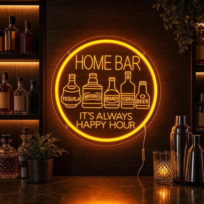 Bottles Happy Hour Neon Sign LED Neon Sign high-converting product image