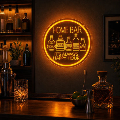 Bottles Happy Hour Neon Sign LED Neon Sign real lifestyle scene
