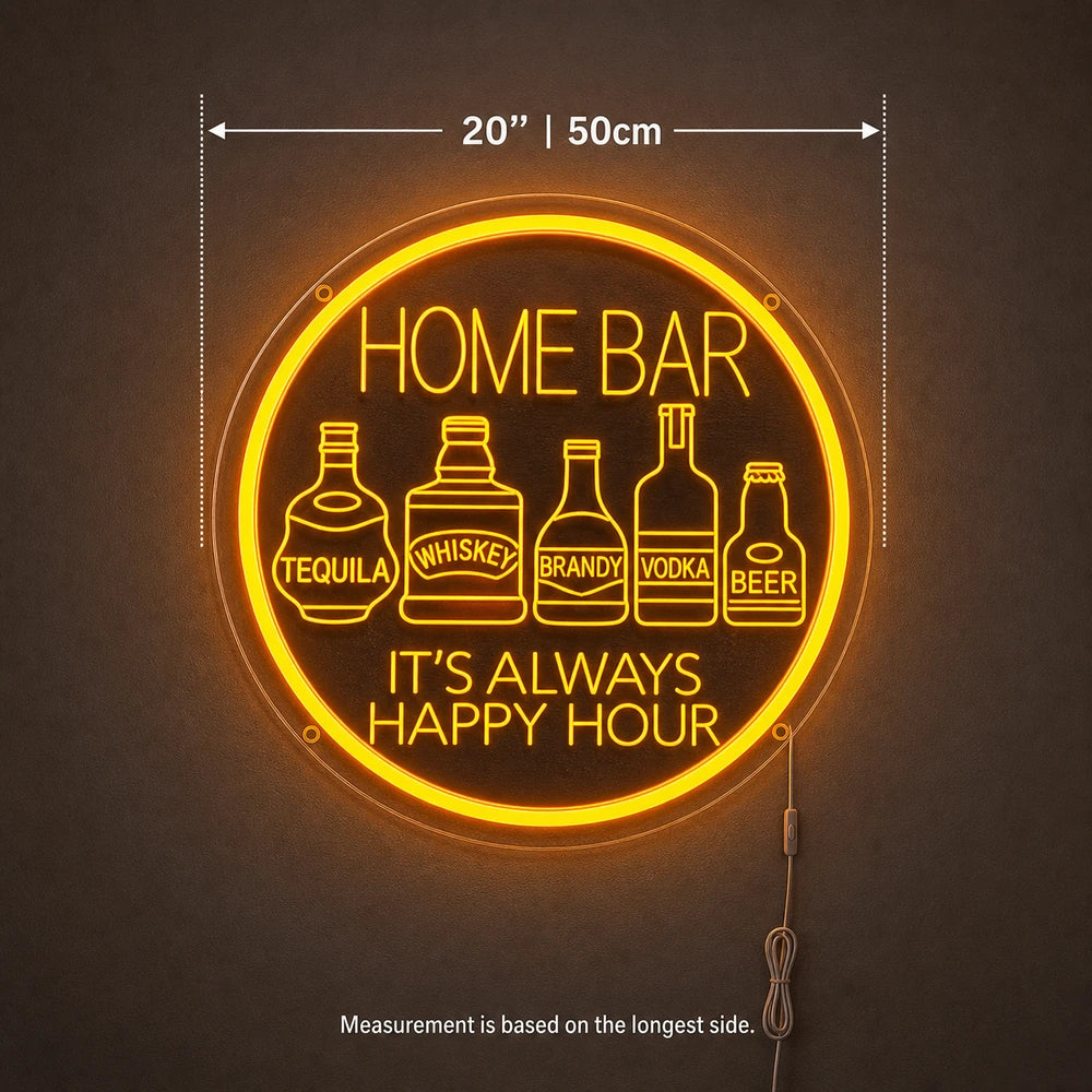 Bottles Happy Hour Neon Sign LED Neon Sign size image