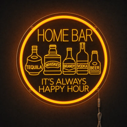 Bottles Happy Hour Neon Sign LED Neon Sign main product image