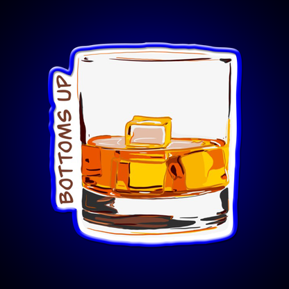 Bottoms Up Whiskey Drink Bar Led Neon Sign Rgb Color