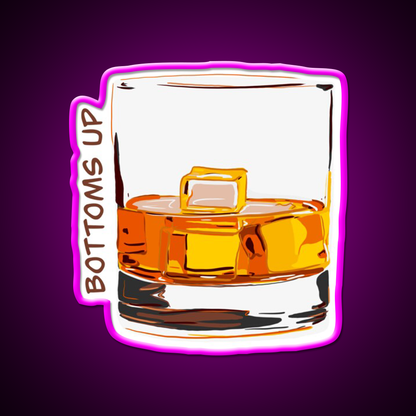 Bottoms Up Whiskey Drink Bar Led Neon Sign Rgb Color