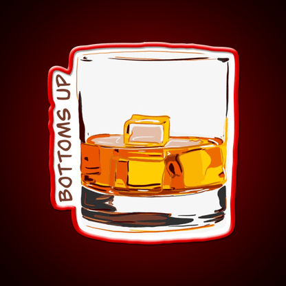 Bottoms Up Whiskey Drink Bar Led Neon Sign Rgb Color - Shineneon