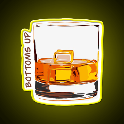 Bottoms Up Whiskey Drink Bar Led Neon Sign Rgb Color - Shineneon