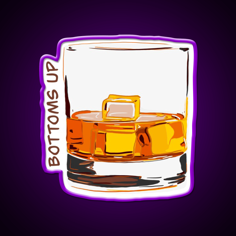 Bottoms Up Whiskey Drink Bar Led Neon Sign Rgb Color - Shineneon