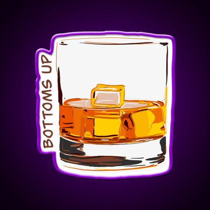 Bottoms Up Whiskey Drink Bar Led Neon Sign Rgb Color - Shineneon