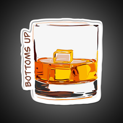 Bottoms Up Whiskey Drink Bar Led Neon Sign Rgb Color