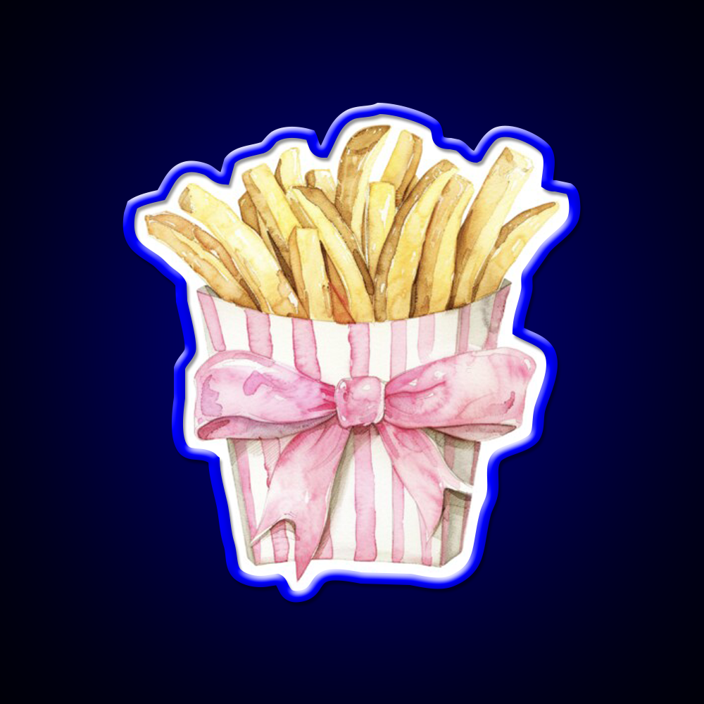 Boujee French Fries Coquette Fast Food Led Neon Sign For Burger Place Rgb Color