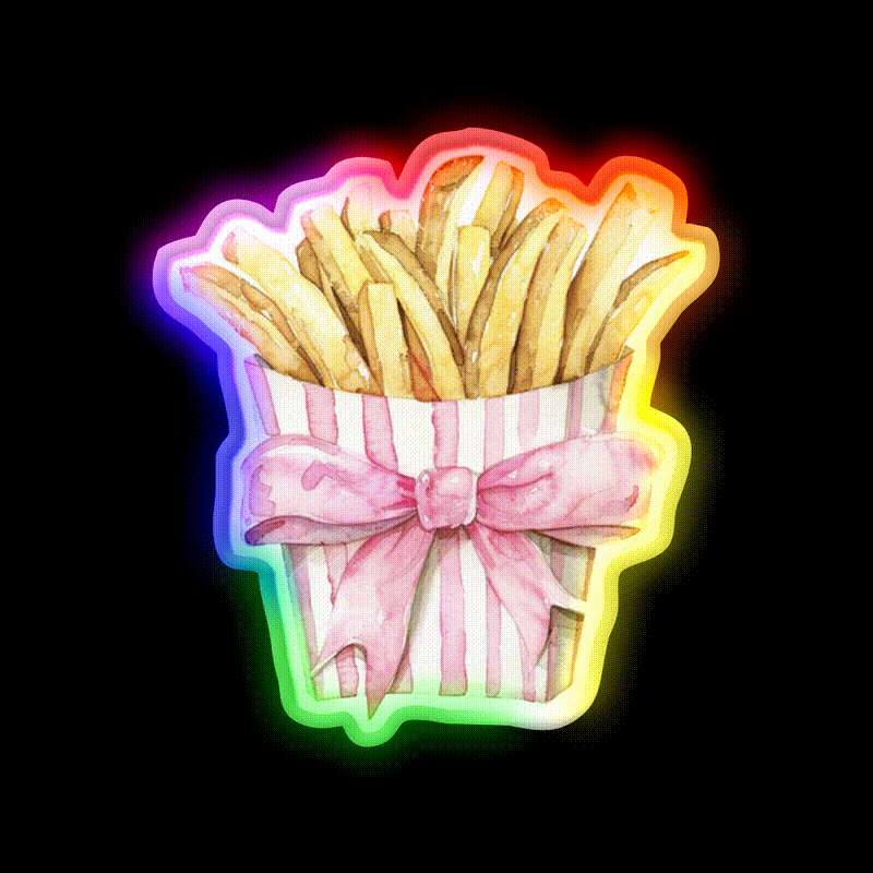 Boujee French Fries Coquette Fast Food Led Neon Sign For Burger Place Rgb Color
