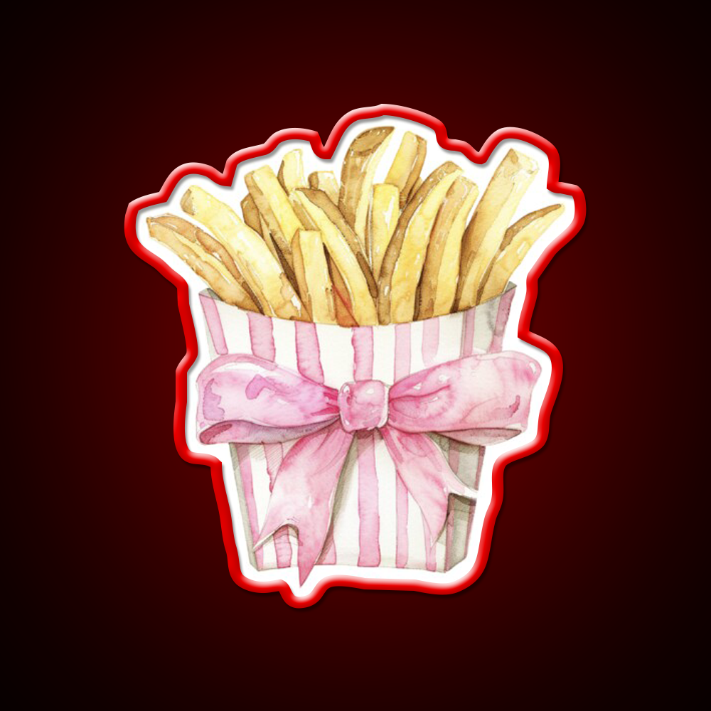 Boujee French Fries Coquette Fast Food Led Neon Sign For Burger Place Rgb Color