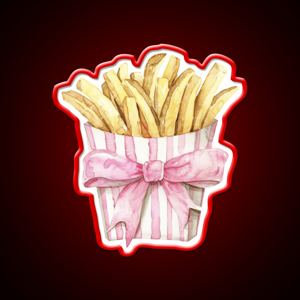 Boujee French Fries Coquette Fast Food Led Neon Sign For Burger Place Rgb Color - Shineneon