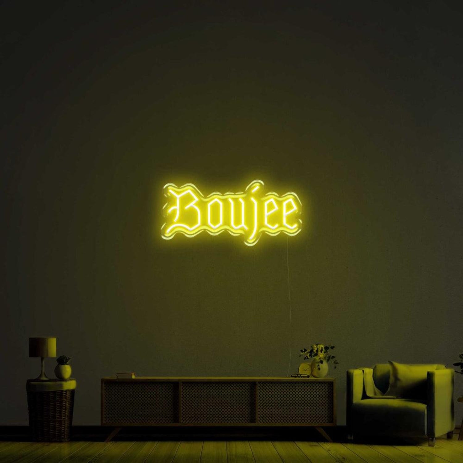 Boujee Vibrant Green Curvy Decorative Led Neon Sign For Living Room | Shineneon