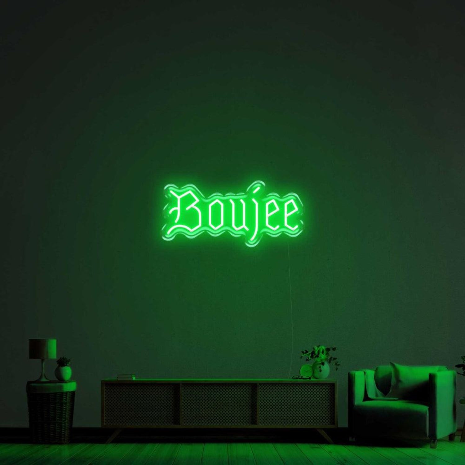 Boujee Vibrant Green Curvy Decorative Led Neon Sign For Living Room | Shineneon