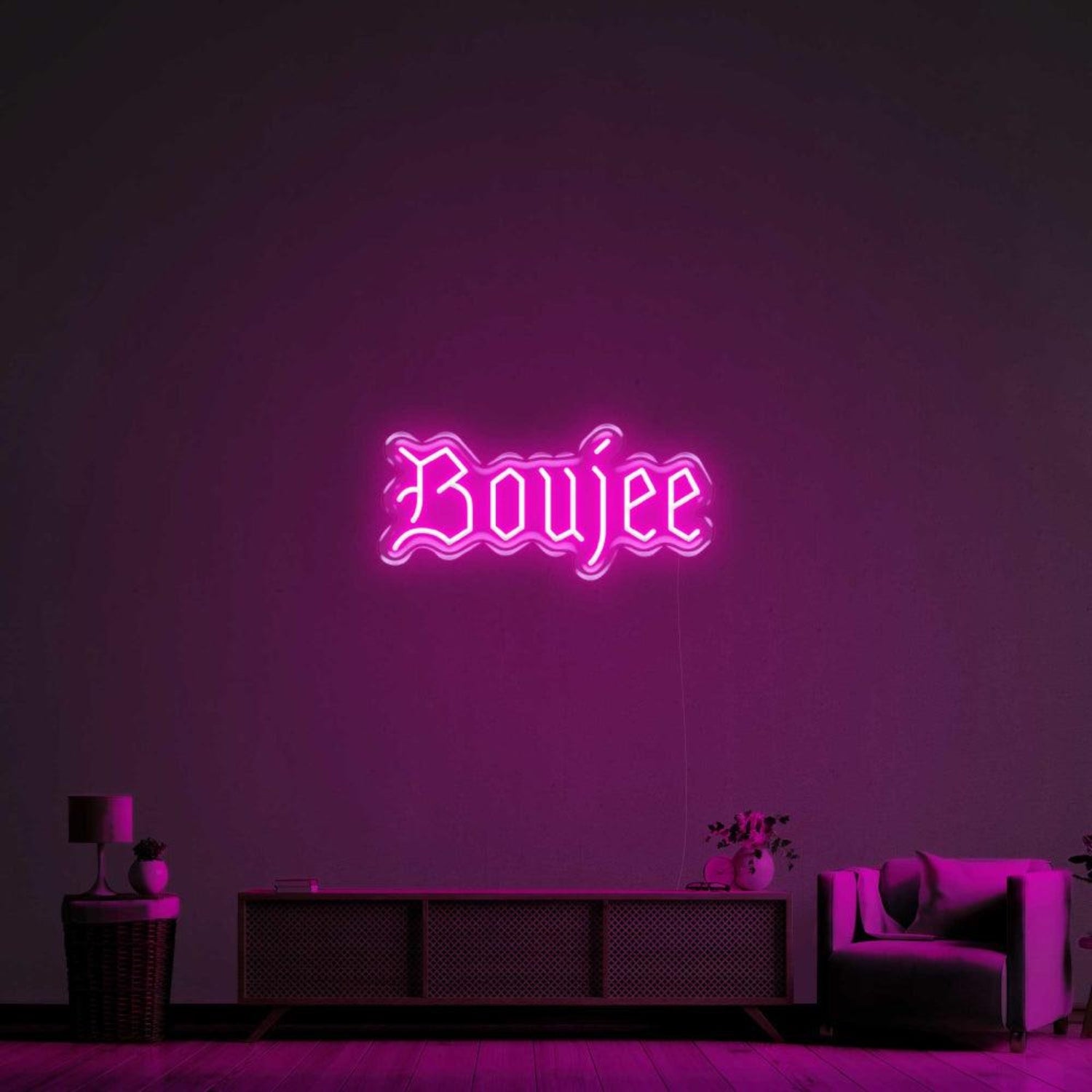 Boujee Vibrant Green Curvy Decorative Led Neon Sign For Living Room | Shineneon