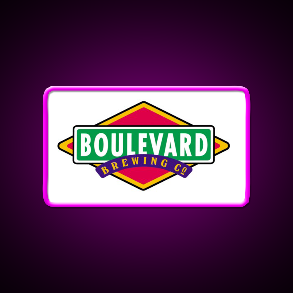 Boulevard Logo Beer Bar Decor Led Neon Sign Rgb Color - Neon sign mounted on wall in room