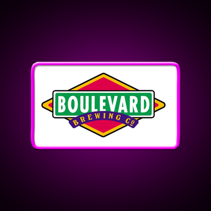 Boulevard Logo Beer Bar Decor Led Neon Sign Rgb Color - Neon sign mounted on wall in room