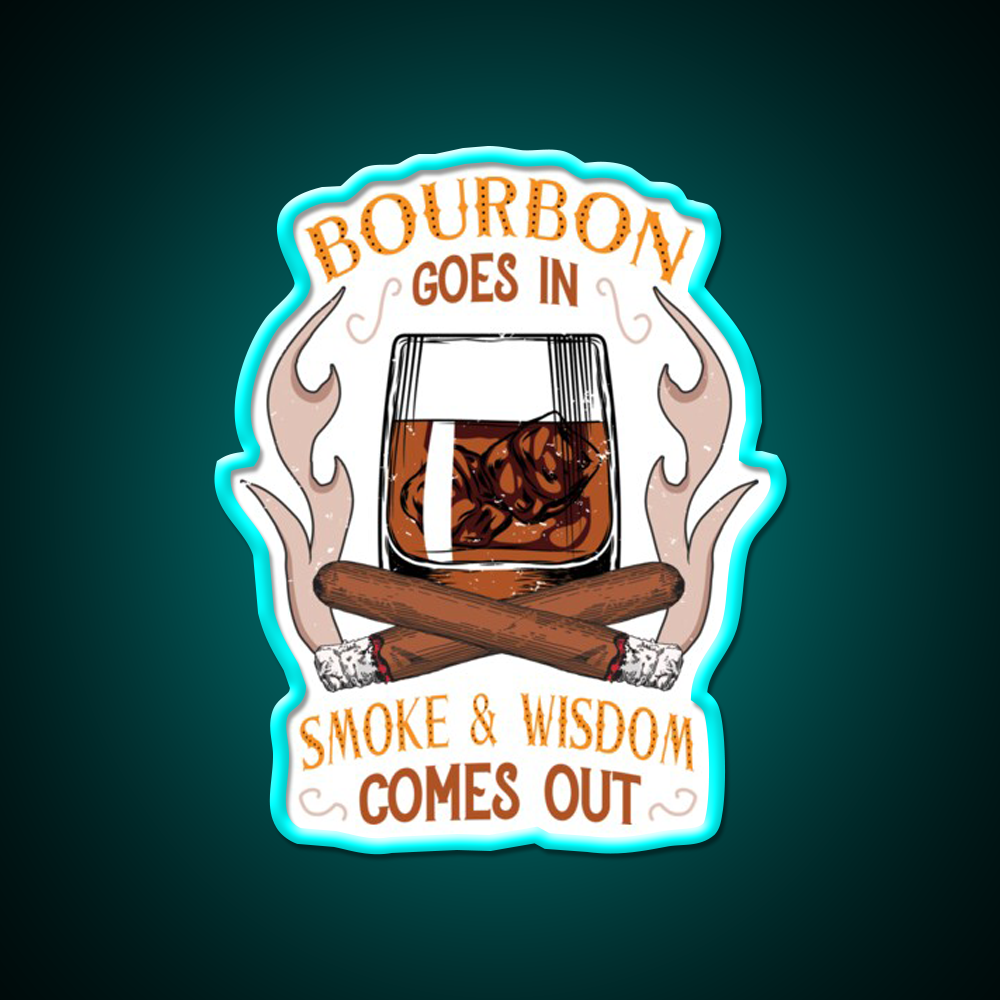 Bourbon And Cigars Quote Vintage Art Whiskey Drink Bar Led Neon Sign Rgb Color