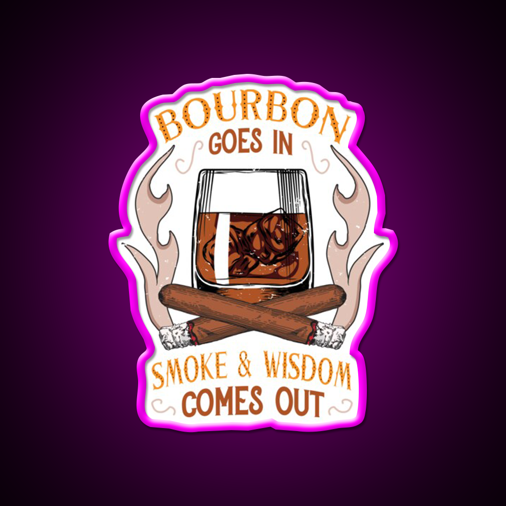 Bourbon And Cigars Quote Vintage Art Whiskey Drink Bar Led Neon Sign Rgb Color