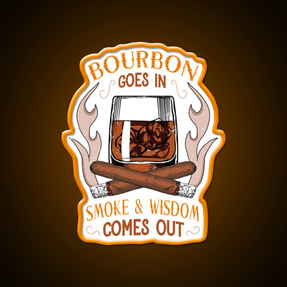 Bourbon And Cigars Quote Vintage Art Whiskey Drink Bar Led Neon Sign Rgb Color - Shineneon
