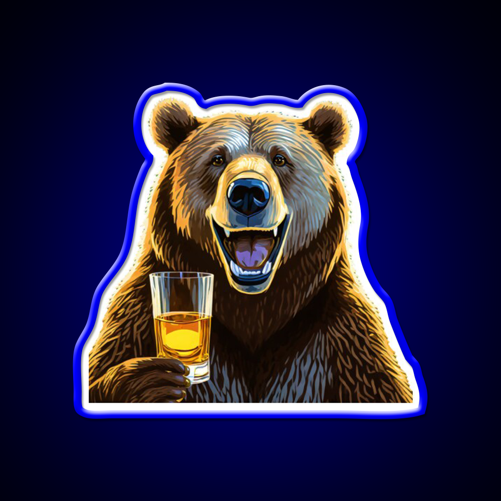 Bourbon Bear Whiskey Drink Bar Led Neon Sign Rgb Color