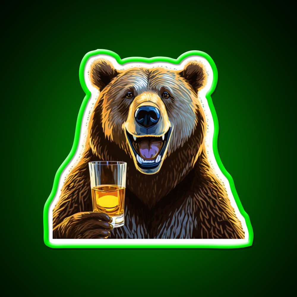 Bourbon Bear Whiskey Drink Bar Led Neon Sign Rgb Color