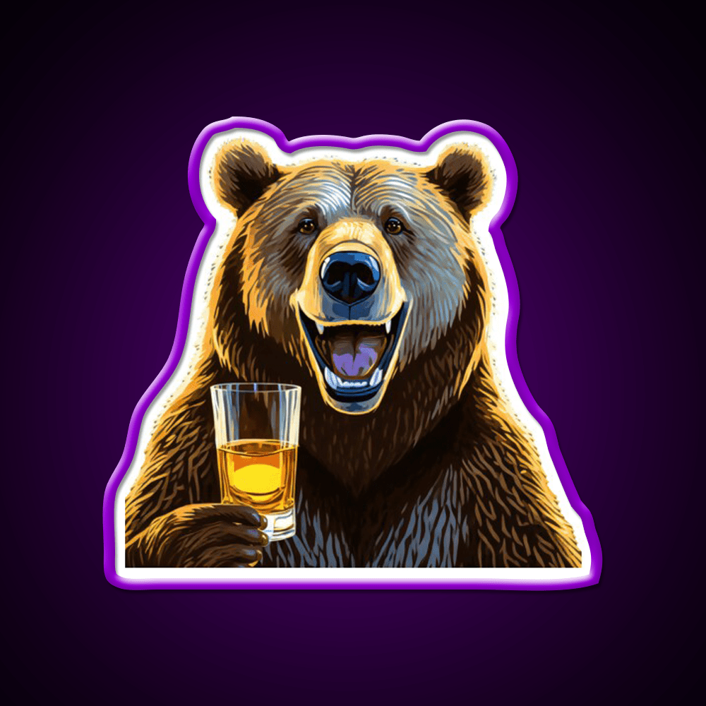 Bourbon Bear Whiskey Drink Bar Led Neon Sign Rgb Color - Shineneon