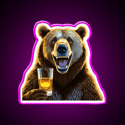 Bourbon Bear Whiskey Drink Bar Led Neon Sign Rgb Color - Shineneon