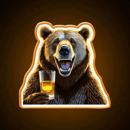 Bourbon Bear Whiskey Drink Bar Led Neon Sign Rgb Color - Shineneon