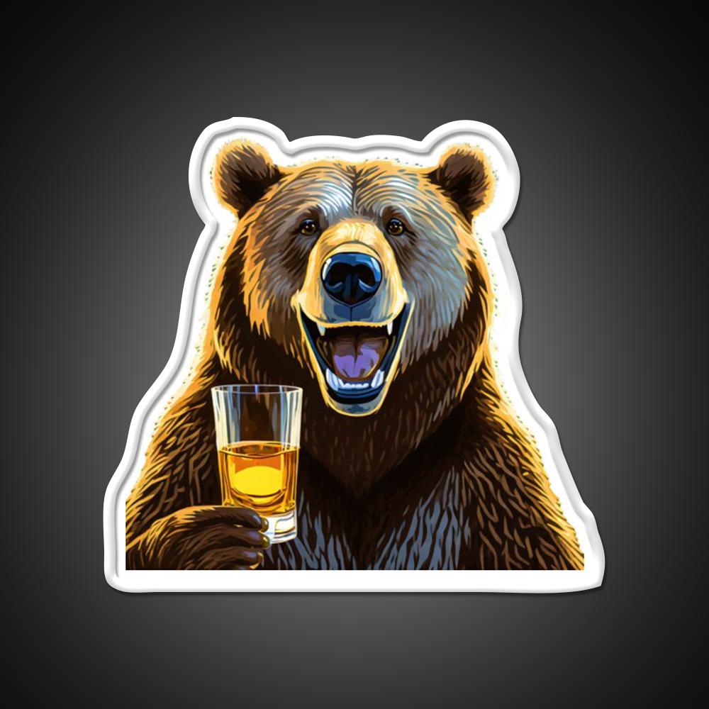 Bourbon Bear Whiskey Drink Bar Led Neon Sign Rgb Color