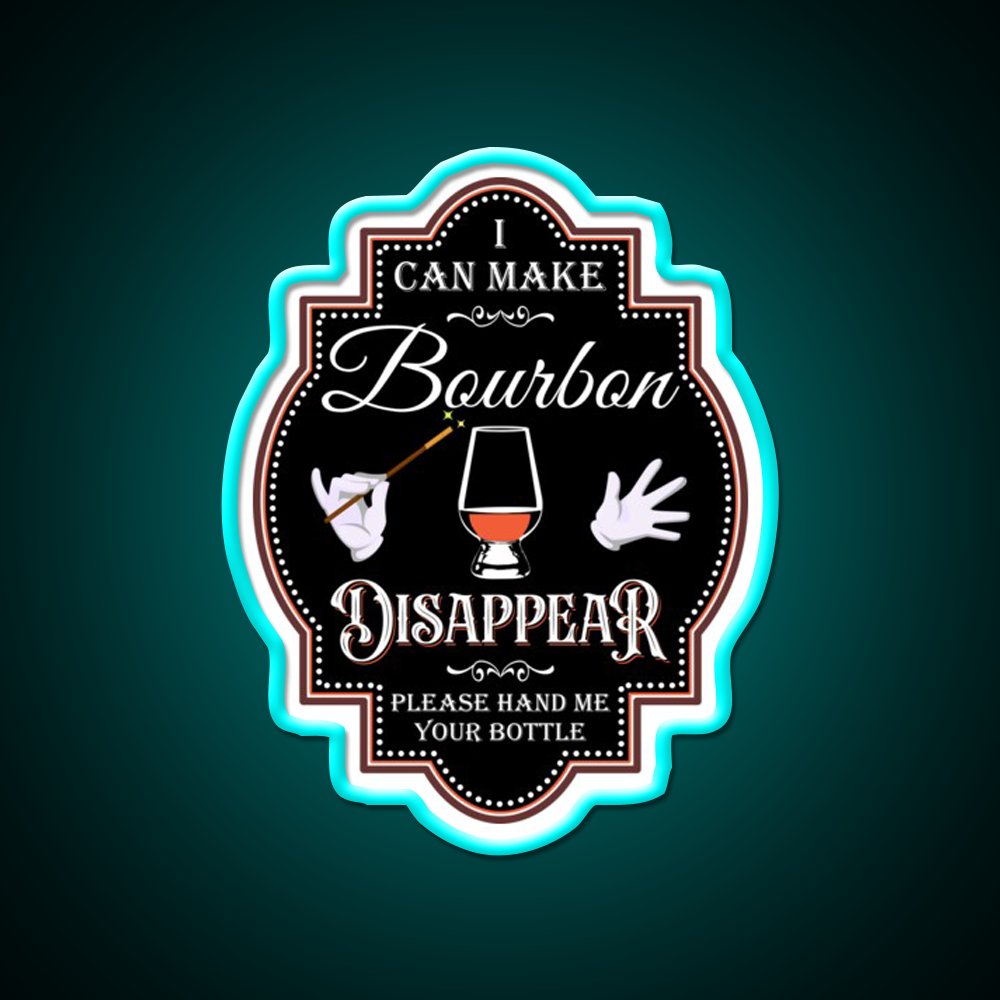 Bourbon Disappear Black Whiskey Drink Bar Led Neon Sign Rgb Color