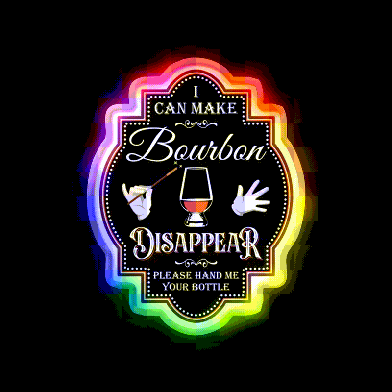 Bourbon Disappear Black Whiskey Drink Bar Led Neon Sign Rgb Color