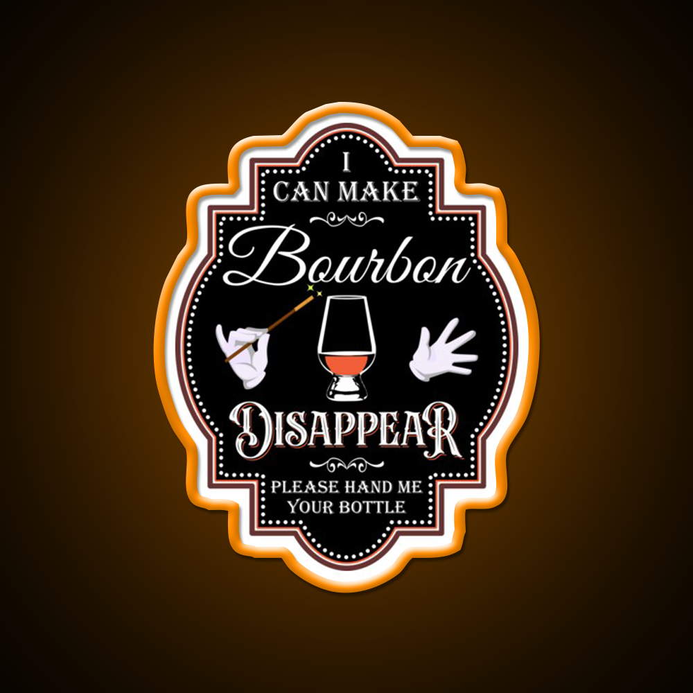 Bourbon Disappear Black Whiskey Drink Bar Led Neon Sign Rgb Color