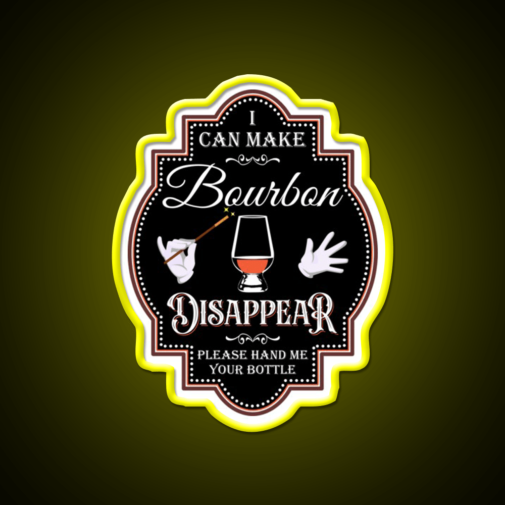 Bourbon Disappear Black Whiskey Drink Bar Led Neon Sign Rgb Color - Shineneon