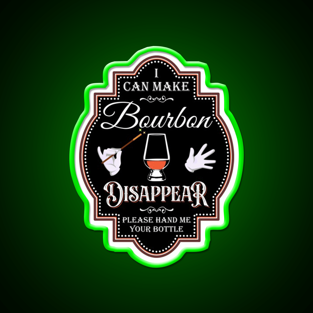 Bourbon Disappear Black Whiskey Drink Bar Led Neon Sign Rgb Color - Shineneon