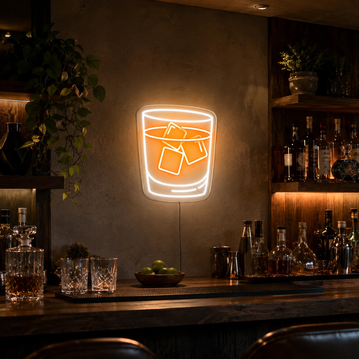 Bourbon Glass Neon Sign LED Neon Sign real lifestyle scene