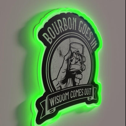 Bourbon Goes In Wisdom Rgb Led Neon Sign Restaurant Wall Art - Shineneon