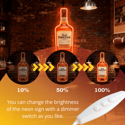 Bourbon Whiskey LED Neon Sign Retro Bar Man Cave Home Wall Lights - Shineneon