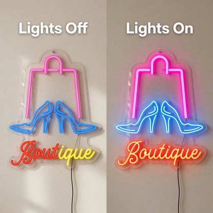 Boutique LED Neon Sign - 06 Day Night Comparison