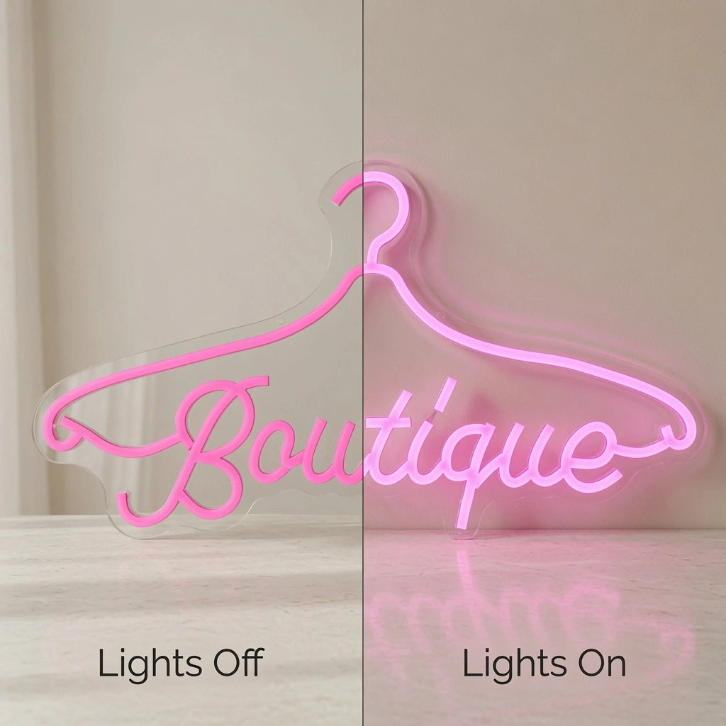 Boutique LED Neon Sign Home Decor - 06 Day Night Comparison
