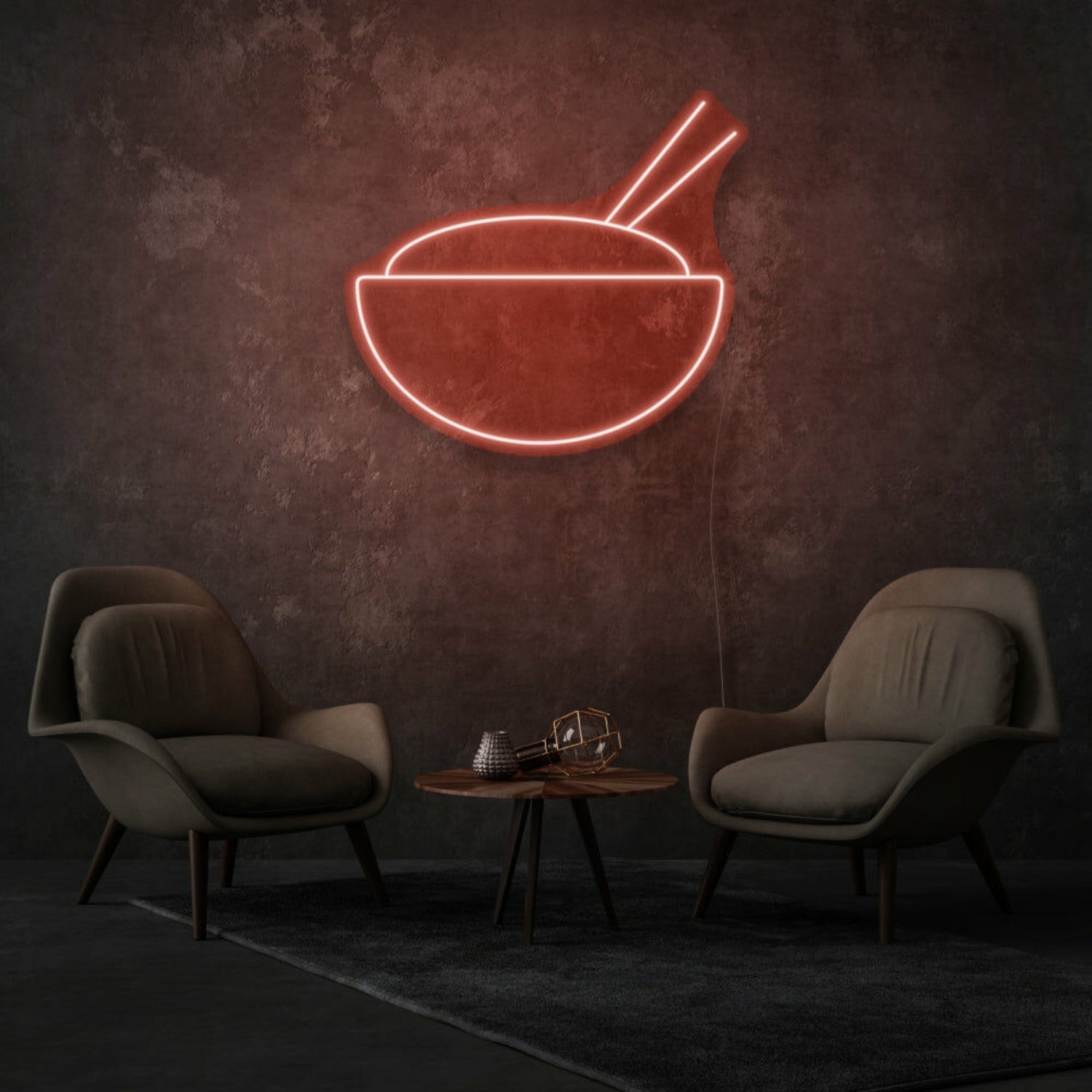 Bowl With Chopsticks Neon Asian Cuisine Delight | Shineneon