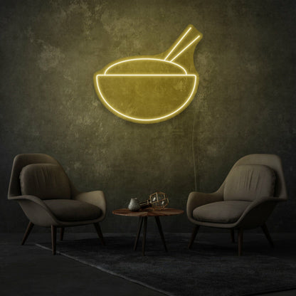 Bowl With Chopsticks Neon Asian Cuisine Delight | Shineneon
