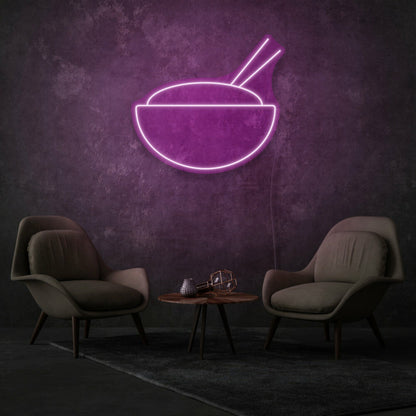 Bowl With Chopsticks Neon Asian Cuisine Delight | Shineneon