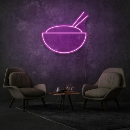 Bowl With Chopsticks Neon Asian Cuisine Delight | Shineneon