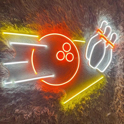 Bowling Red White Yellow Led Neon Sign For Game Room Decor | Shineneon